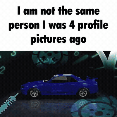 Blue Car In Front Of Sign Saying Not Same Person GIF