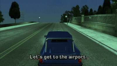 Blue Car Saying Let's Get To The Airport GIF