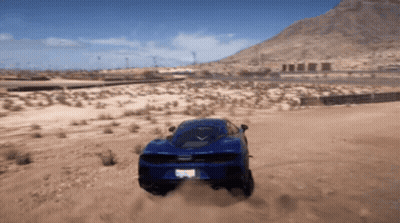 Blue Car With California Plate In Desert GIF