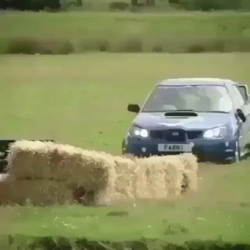Blue Car With Farm1 License Plate GIF