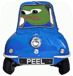 Blue Car With Peel License Plate Sticker