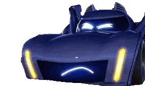 Blue Car With Sad Face Sticker