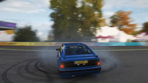 Blue Car With Yellow License Plate JCT GIF