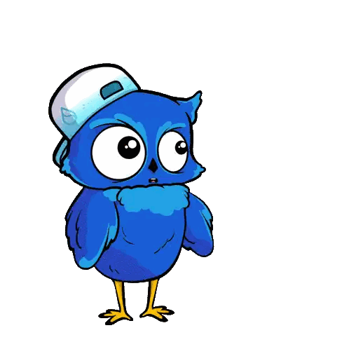 Blue Cartoon Bird Wearing White Hat Sticker