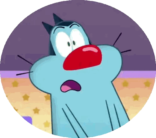 Blue Cartoon Cat Surprised Sticker
