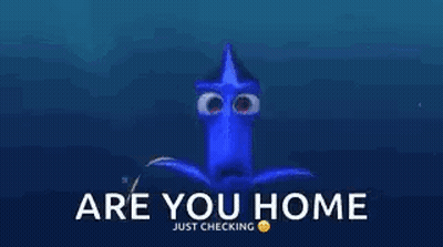 Blue Cartoon Character Eyes Saying Are You Home GIF