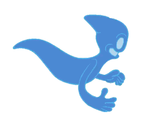 Blue Cartoon Character Flying Sticker