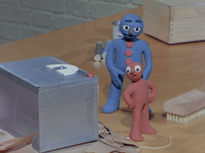 Blue Cartoon Character Holding Red Cartoon Character GIF