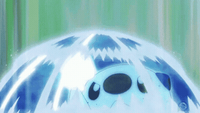 Blue Cartoon Character In Water Bubble GIF