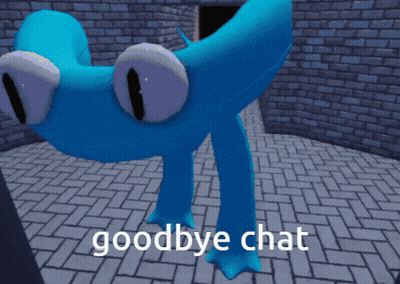 Blue Cartoon Character Saying Goodbye Chat GIF