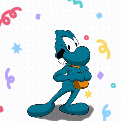 Blue Cartoon Character Saying Happy Birthday GIF