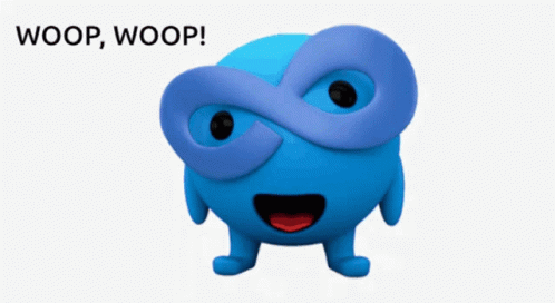 Blue Cartoon Character Saying Woop Woop GIF