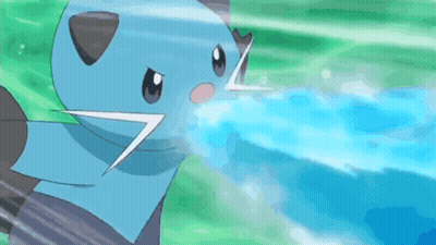 Blue Cartoon Character Shooting Water Beam GIF