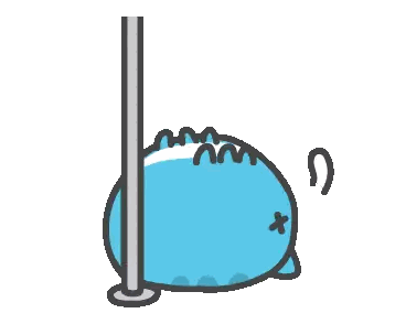 Blue Cartoon Character Standing On Pole Sticker
