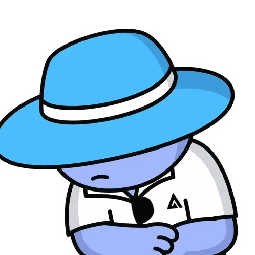 Blue Cartoon Character Wearing Blue Hat And White Shirt Sticker