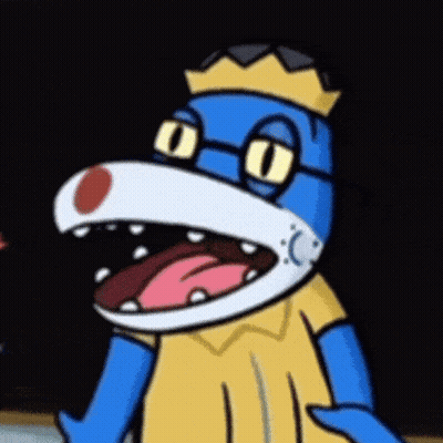 Blue Cartoon Character With Glasses And Crown GIF