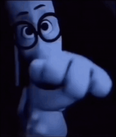 Blue Cartoon Character With Glasses GIF