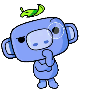 Blue Cartoon Character With Green Leaf Sticker