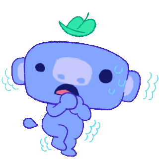 Blue Cartoon Character With Green Leaf Sticker