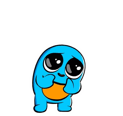 Blue Cartoon Character With Hearts Sticker