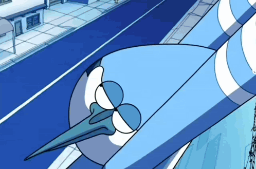 Blue Cartoon Character With Long Beak GIF
