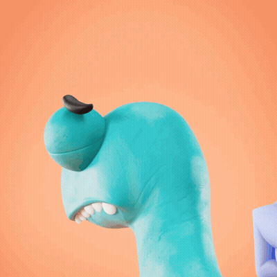 Blue Cartoon Character With Mustache And Big Eyes GIF