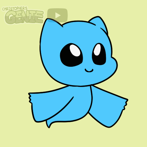 Blue Cartoon Character With Name Christopher's Genie GIF