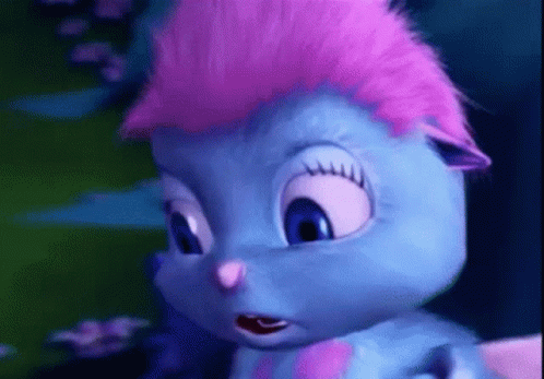 Blue Cartoon Character With Pink Mohawk And Wings GIF