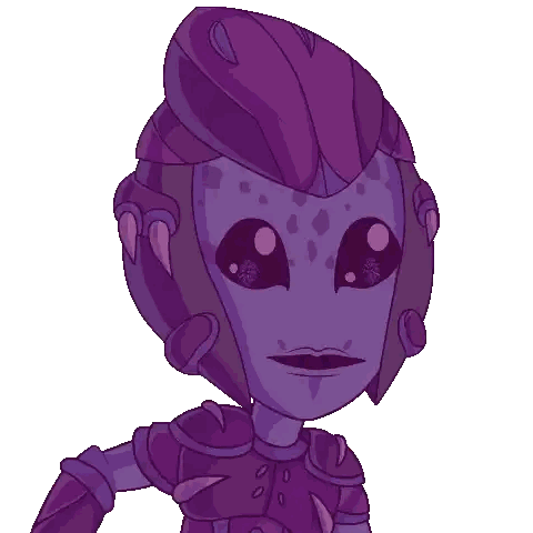 Blue Cartoon Character With Purple Helmet Sticker