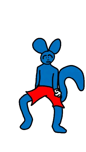 Blue Cartoon Character With Red Shorts Sticker