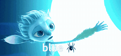 Blue Cartoon Character With Spider Saying Blue GIF