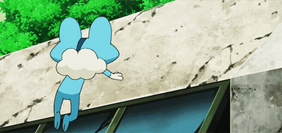Blue Cartoon Character With White Cloud On Head GIF