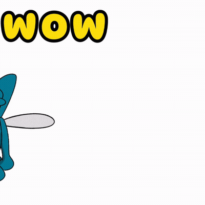 Blue Cartoon Character With Wow GIF