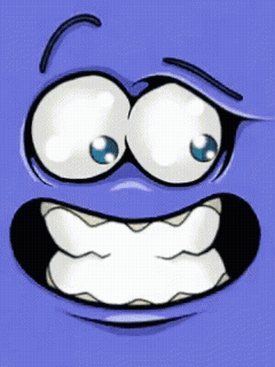 Blue Cartoon Face With Big Smile And Big Teeth GIF