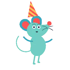 Blue Cartoon Mouse Wearing Party Hat Sticker