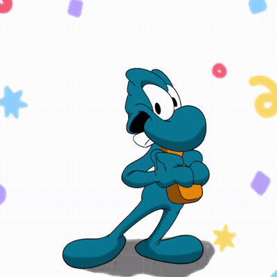 Blue Cartoon Saying Happy Weekend GIF