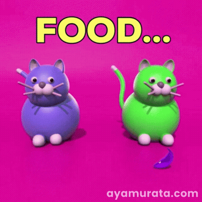 Blue Cat And Green Cat Saying Food GIF