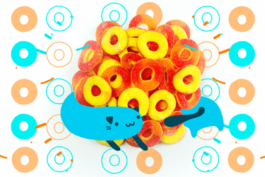 Blue Cat Crawling Around Ring Gummies GIF