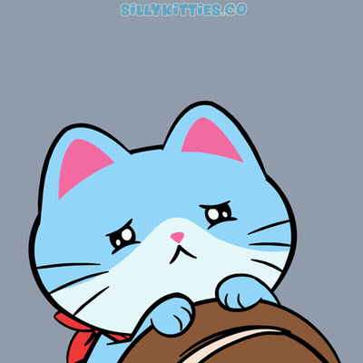 Blue Cat Holding Cookie With Sillykitties.co GIF