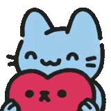 Blue Cat Holding Red Heart Sticker