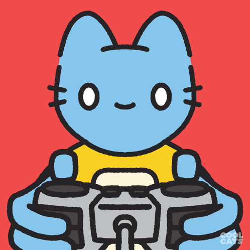 Blue Cat Holding Video Game Controller Cool Cats GIF