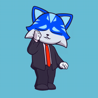 Blue Cat In Suit And Tie GIF