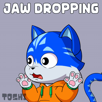 Blue Cat Jaw Dropping GIF