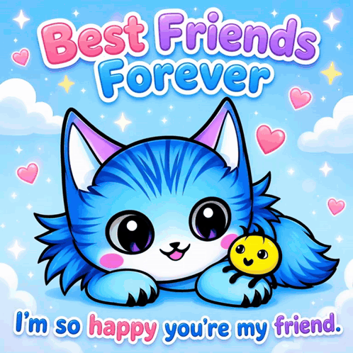Blue Cat Laying Next To Yellow Bee Best Friends Forever GIF
