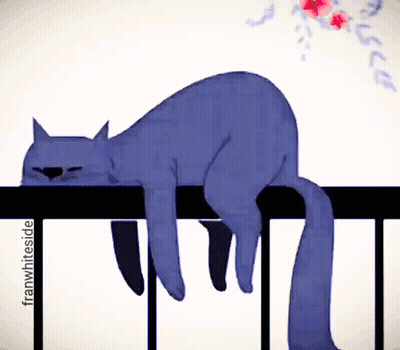 Blue Cat Laying On Railing With Franwhiteside GIF
