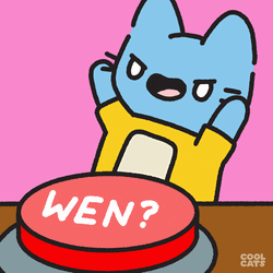Blue Cat Pushing Wen Button GIF