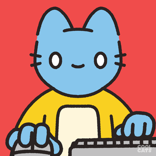 Blue Cat Sitting At Keyboard GIF