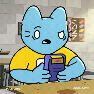 Blue Cat Sitting At Table With Jazz Poster GIF