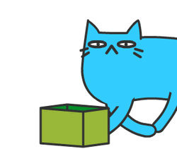Blue Cat Small Box Animation GIF