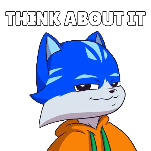 Blue Cat Thinking About It Sticker